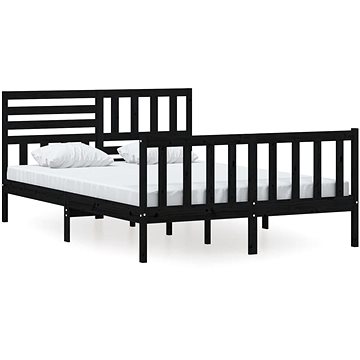 Rám postele černý masivní dřevo 140 × 200 cm, 3101157 (3101157)