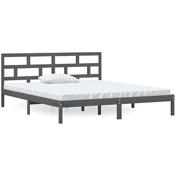 Rám postele šedý masivní dřevo 135 × 190 cm Double, 3101195 (3101195)