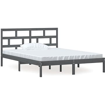 Rám postele šedý masivní dřevo 150 × 200 cm King Size, 3101225 (3101225)