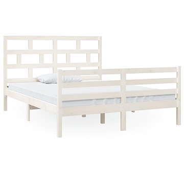 Rám postele bílý masivní dřevo 150 × 200 cm King Size, 3101289 (3101289)