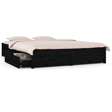 Rám postele se zásuvkami černý 180 × 200 cm Super King, 3103532 (3103532)