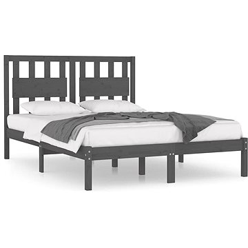 Rám postele šedý masivní borovice 140 × 190 cm, 3103915 (3103915)