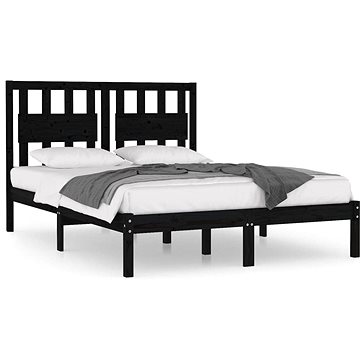 Rám postele černý masivní borovice 140 × 190 cm, 3103917 (3103917)