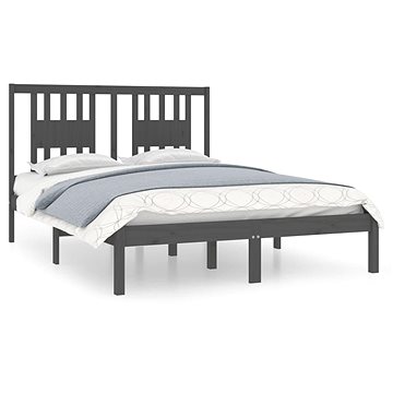 Rám postele šedý masivní dřevo 135 × 190 cm Double, 3104040 (3104040)