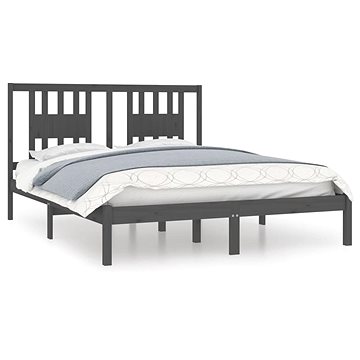 Rám postele šedý masivní dřevo 150 × 200 cm King Size, 3104070 (3104070)