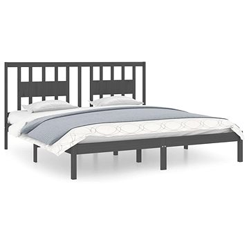 Rám postele šedý masivní dřevo 180 × 200 cm Super King, 3104080 (3104080)