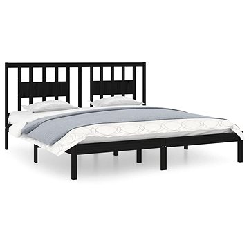 Rám postele černý masivní dřevo 180 × 200 cm Super King, 3104082 (3104082)