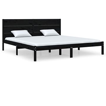 Rám postele černý masivní dřevo 180 × 200 cm Super King, 3104172 (3104172)