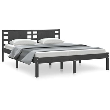 Rám postele šedý masivní dřevo 150 × 200 cm King Size, 3104225 (3104225)