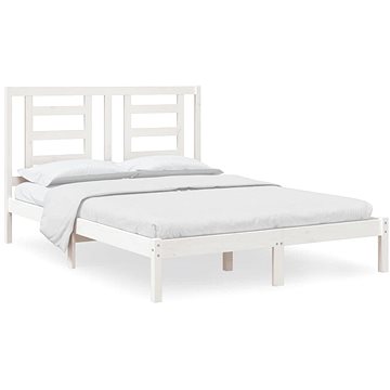 Rám postele bílý masivní borovice 140 × 190 cm, 3104329 (3104329)