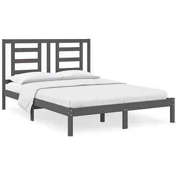 Rám postele šedý masivní borovice 140 × 190 cm, 3104330 (3104330)