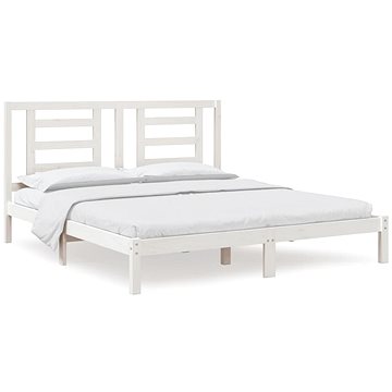Rám postele bílý masivní dřevo 180 × 200 cm Super King, 3104364 (3104364)