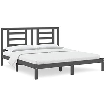 Rám postele šedý masivní dřevo 180 × 200 cm Super King, 3104365 (3104365)
