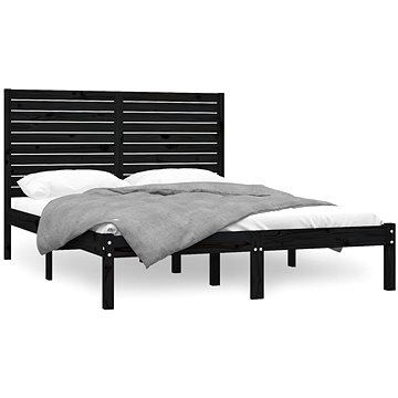 Rám postele černý masivní dřevo 140 × 200 cm, 3104612 (3104612)