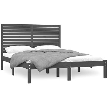 Rám postele šedý masivní dřevo 160 × 200 cm, 3104620 (3104620)