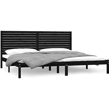 Rám postele černý masivní dřevo 200 × 200 cm, 3104632 (3104632)