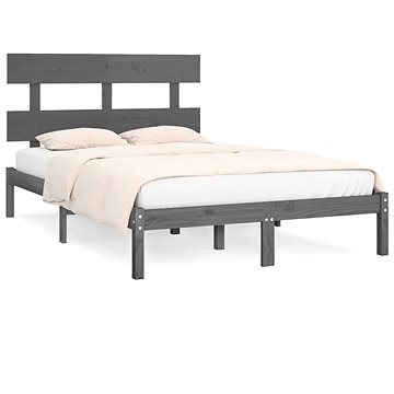 Rám postele šedý masivní dřevo 200 × 200 cm, 3104695 (3104695)