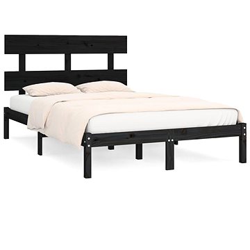 Rám postele černý masivní dřevo 200 × 200 cm, 3104697 (3104697)