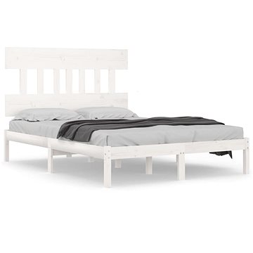 Rám postele bílý masivní dřevo 140 × 190 cm, 3104719 (3104719)