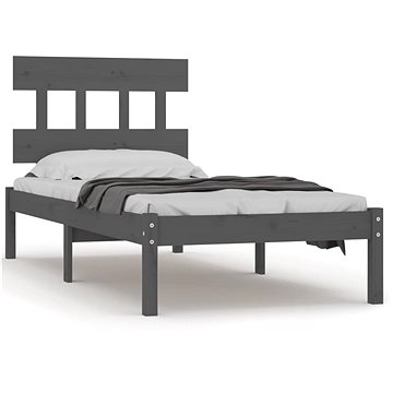 Rám postele šedý masivní dřevo 90 × 200 cm, 3104725 (3104725)