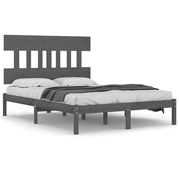Rám postele šedý masivní dřevo 160 × 200 cm, 3104750 (3104750)