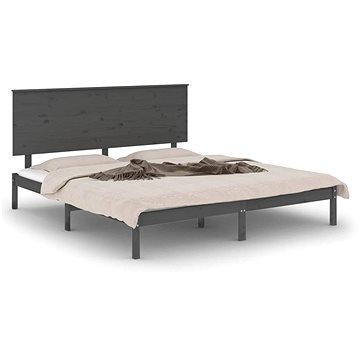 Rám postele šedý masivní dřevo 150 × 200 cm King Size, 3104810 (3104810)