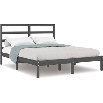 Rám postele šedý masivní dřevo 120 × 190 cm Small Double, 3104905 (3104905)