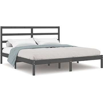 Rám postele šedý masivní dřevo 180 × 200 cm Super King, 3104950 (3104950)