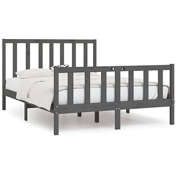Rám postele šedý masivní dřevo 135 × 190 cm Double, 3105202 (3105202)