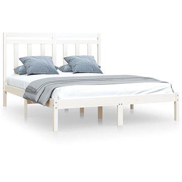 Rám postele bílý masivní dřevo 140 × 190 cm, 3105231 (3105231)