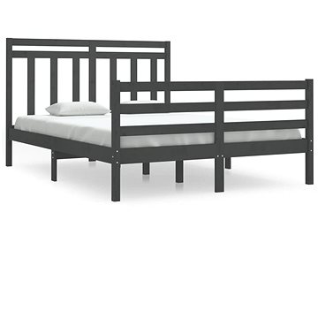 Rám postele šedý masivní dřevo 135 × 190 cm Double, 3105292 (3105292)