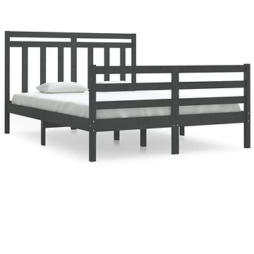 Rám postele šedý masivní dřevo 140 × 190 cm, 3105297 (3105297)