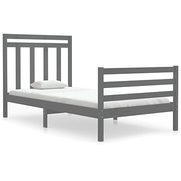 Rám postele šedý masivní dřevo 100 × 200 cm, 3105307 (3105307)