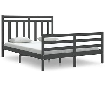 Rám postele šedý masivní dřevo 150 × 200 cm King Size, 3105322 (3105322)