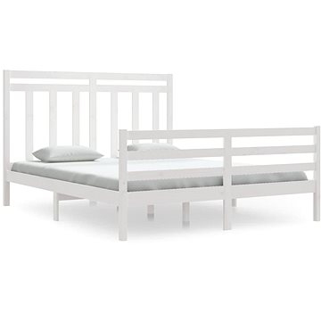 Rám postele bílý masivní dřevo 160 × 200 cm, 3105326 (3105326)