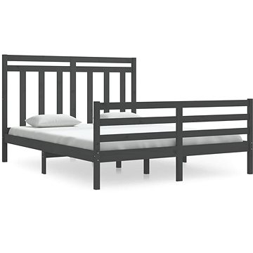 Rám postele šedý masivní dřevo 160 × 200 cm, 3105327 (3105327)