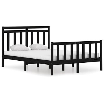 Rám postele černý masivní dřevo 140 × 190 cm, 3105364 (3105364)