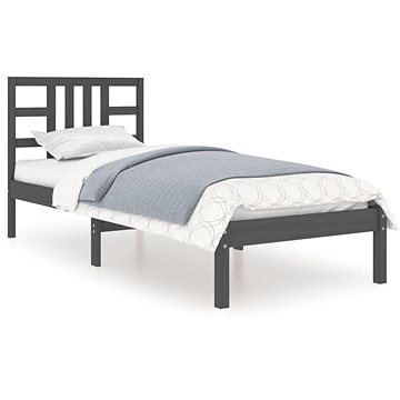 Rám postele šedý masivní dřevo 90 × 190 cm Single, 3105372 (3105372)