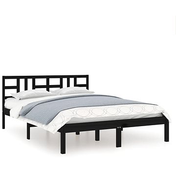 Rám postele černý masivní dřevo 160 × 200 cm, 3105419 (3105419)