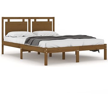 Rám postele medově hnědý masivní dřevo 150 × 200 cm King Size, 3105543 (3105543)