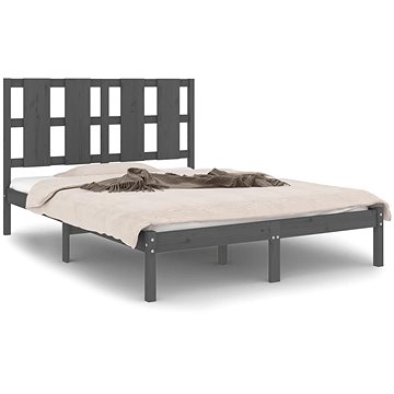 Rám postele šedý masivní dřevo 120 × 190 cm Small Double, 3105572 (3105572)