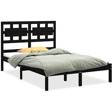 Rám postele černý masivní dřevo 140 × 200 cm, 3105669 (3105669)