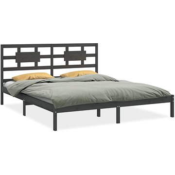 Rám postele šedý masivní dřevo 160 × 200 cm, 3105677 (3105677)