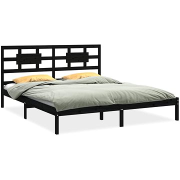 Rám postele černý masivní dřevo 160 × 200 cm, 3105679 (3105679)