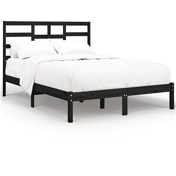 Rám postele černý masivní dřevo 140 × 190 cm, 3105779 (3105779)