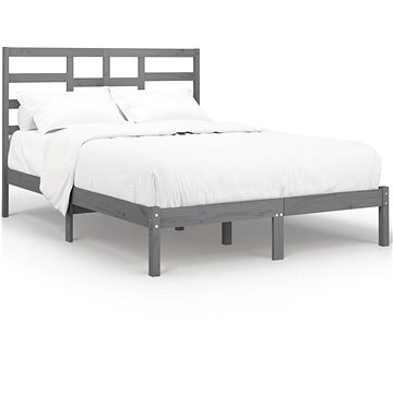 Rám postele šedý masivní dřevo 150 × 200 cm King Size, 3105802 (3105802)
