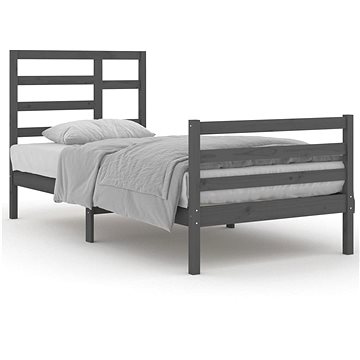 Rám postele šedý masivní dřevo 90 × 200 cm, 3105847 (3105847)