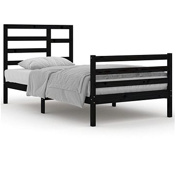 Rám postele černý masivní dřevo 100 × 200 cm, 3105854 (3105854)