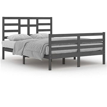 Rám postele šedý masivní dřevo 140 × 200 cm, 3105862 (3105862)