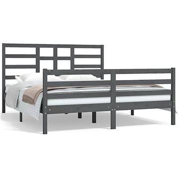 Rám postele šedý masivní dřevo 160 × 200 cm, 3105872 (3105872)